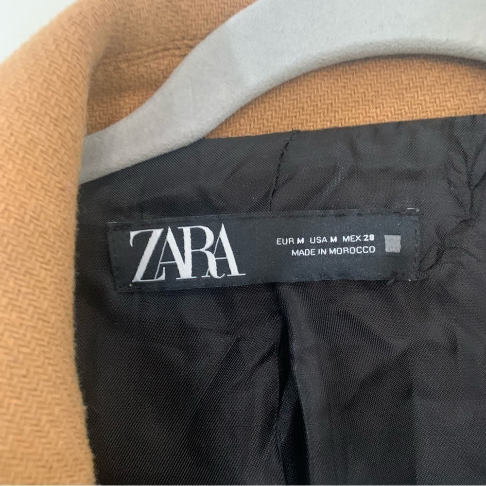 Zara Coat Wool Mid-Length in Camel Tan Brown - Picture 8 of 9